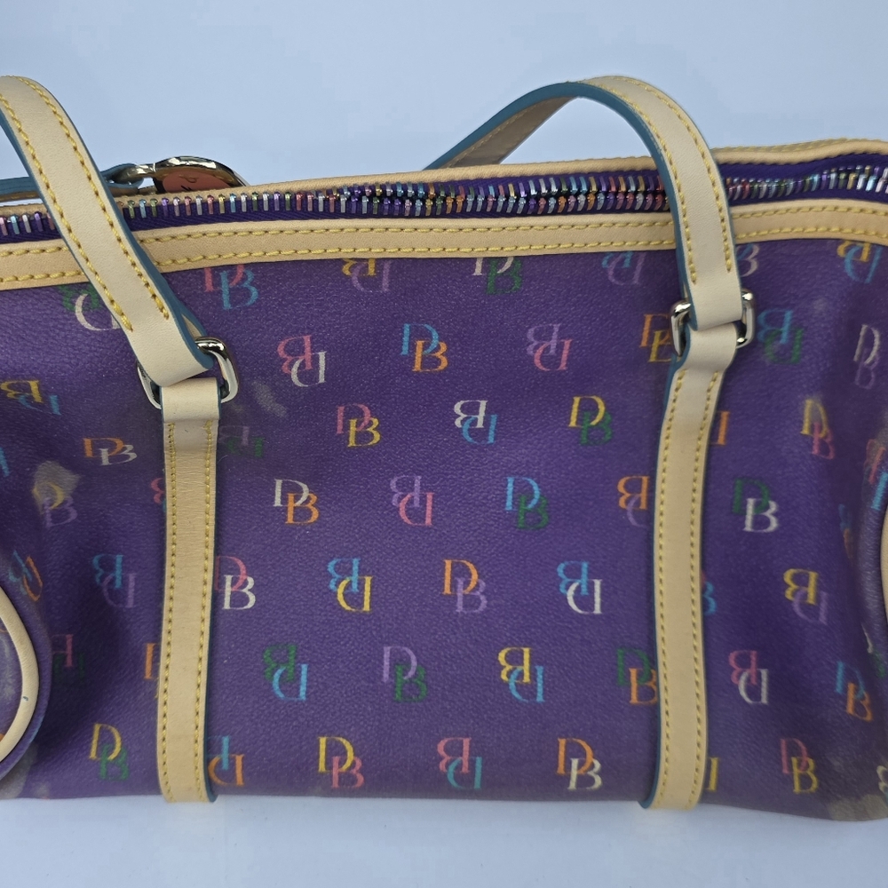 Dooney & Bourke Purple Satchel with Multicolor Logo